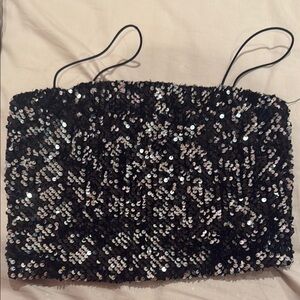 Garage Black Sequin Crop Top